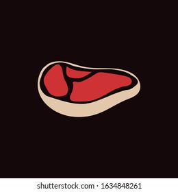 Vector cartoon illustration - isolated raw piece of meat