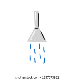 Vector cartoon illustration with isolated shower icon. Clean, bath concept design