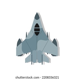 Vector Cartoon Illustration: Jet Fighter Airplane On White Background