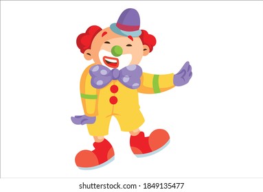 Vector cartoon illustration. Joker is dancing. Isolated on a white background.