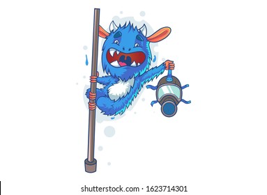 Vector cartoon illustration of jumproo monster. Isolated on white background.