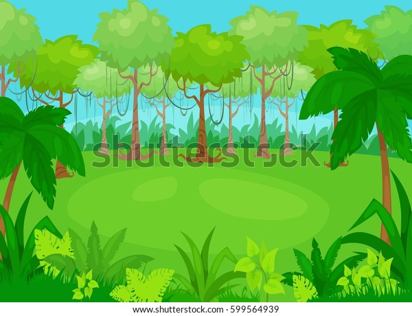 ジャングルの背景にベクター画像イラスト ベクター画像の横 のベクター画像素材 ロイヤリティフリー