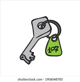 Vector Cartoon Illustration Key Black Outline Stock Vector (Royalty ...