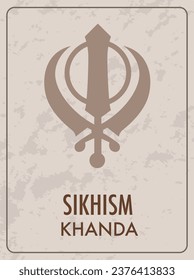 Dibujo vectorial del símbolo Khanda en el Sikhismo