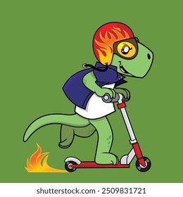 Ilustração de desenho animado vetorial com tema de dinossauro infantil