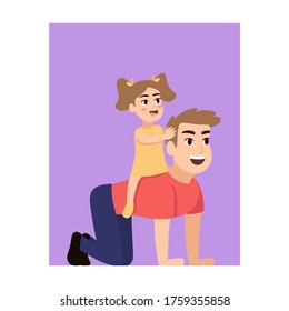 Vector Cartoon Illustration Kid and His Father