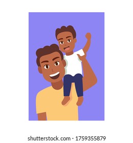 Vector Cartoon Illustration Kid and His Father
