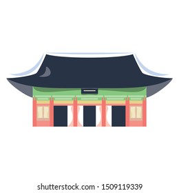 Vector Cartoon Illustration Of Korean Temple Isolated