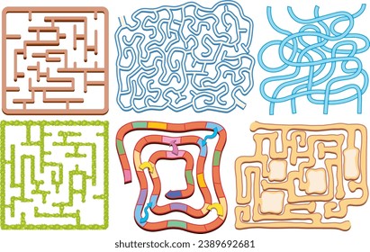A vector cartoon illustration of a labyrinth maze game template