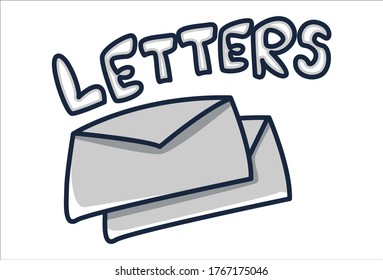 Vector cartoon illustration of letters text sticker. Isolated on white background.