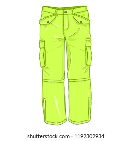 Vector Cartoon Illustration - Light Green Winter Hiking Trousers