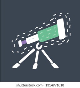 Vector cartoon illustration of Line Telescope icon on dark background.