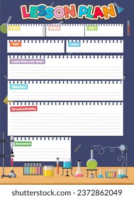 A vector cartoon illustration of a lined notepad with a lesson plan for a student