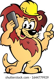 Dibujo vectorial Cartoon de un negocio de charla de leones