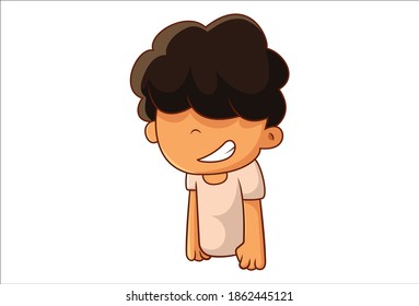 Vector cartoon illustration. Little boy is happy. Isolated on a white background.