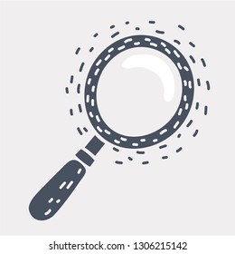 Vector cartoon illustration of Magnifying glass icon, magnifier or lope sign.