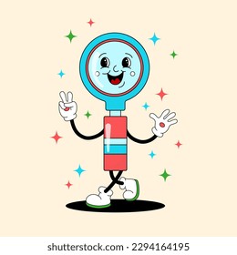 Vector cartoon illustration with Magnifying Glass on textured background for design, banner, template or decor