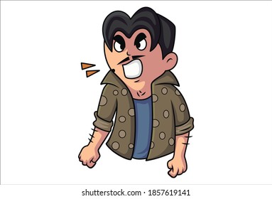 Vector cartoon illustration. Man is in anger. Isolated on a white background.