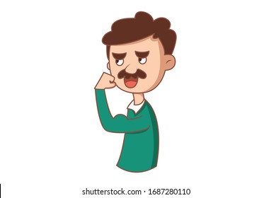 Dibujo vectorial de la expresión facial enojada del hombre. Aislado sobre fondo blanco.