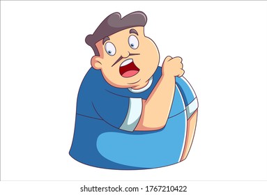 La ilustración vectorial del hombre está enfadada. Aislado sobre fondo blanco.