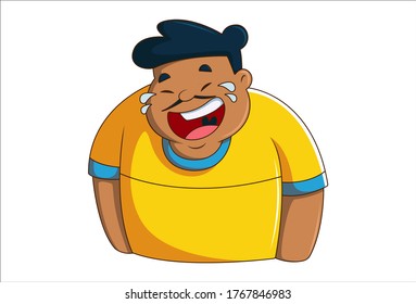 Vector cartoon illustration of a man is crying. Isolated on white background.