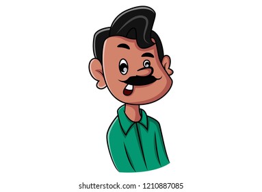 Vector cartoon illustration of man funny  face. Isolated on white background. 