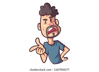 Vector cartoon illustration of man hand expression. Isolated on white background.