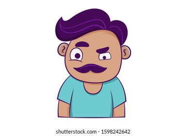 Vector cartoon illustration of man. Isolated on white background.