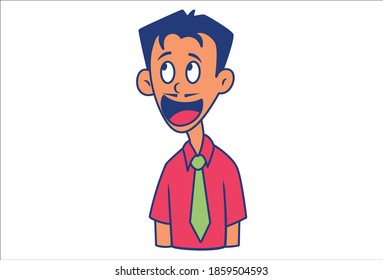 Vector cartoon illustration. Man is laughing. Isolated on white background.