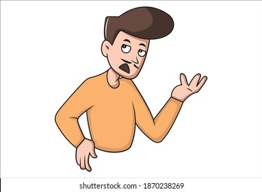 Ilustración de dibujos animados. El hombre está mirando hacia arriba. Aislado sobre fondo blanco.
