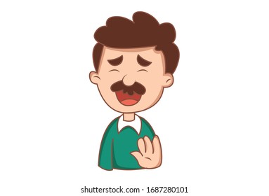 Vector cartoon illustration of man with open mouth. Isolated on white background.