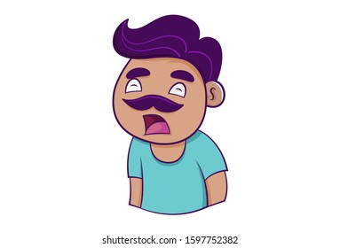 Vector cartoon illustration of man is sad. Isolated on white background.