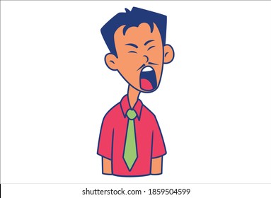 Vector cartoon illustration. Man is shouting. Isolated on white background. 