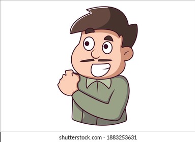 Vector cartoon illustration. Man is smiling. Isolated on white background.