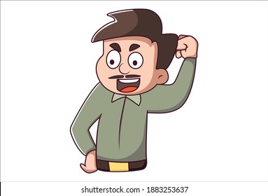 Vector cartoon illustration. Man is thinking. Isolated on white background.