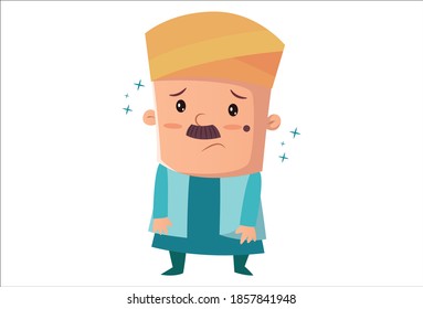 Ilustración de dibujos animados. El hombre está molesto. Aislado sobre fondo blanco. 