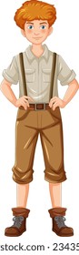 A vector cartoon illustration of a man wearing a suspenders outfit