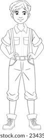 A vector cartoon illustration of a man wearing suspenders