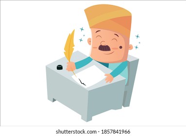 Vektorgrafik-Illustration. Der Mensch arbeitet in einem Büro. Einzeln auf weißem Hintergrund. 