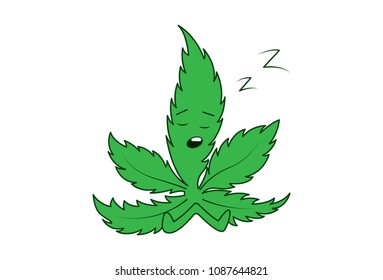 Vector cartoon illustration of marijuana . Isolated on white background. 