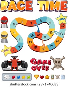 Dibujo vectorial de un juego de labios con un tema de carreras de autos