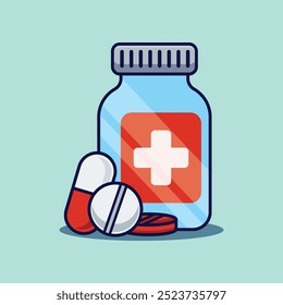 Vector cartoon illustration of medicine. Vector cartoon Illustration suitable for poster, brochure, web, mascot, sticker, logo and icon.