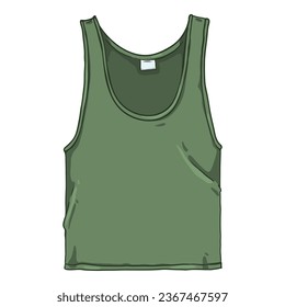 Vector Cartoon Illustration - Men Green Singlet