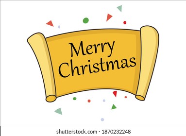 Vector cartoon illustration of Merry Christmas sticker. Isolated on white background.