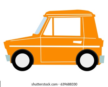 vector, cartoon illustration of microcar