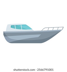 Vector cartoon illustration of a modern, simple motorboat, isolated on a white background, perfect for marine and nautical themed designs and projects. Ideal for leisure and recreational activities