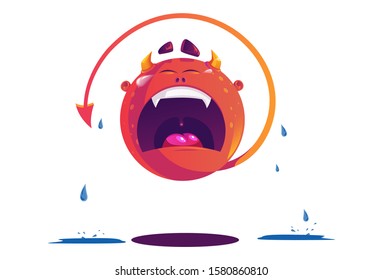 Vector cartoon illustration of monster crying. Isolated on white background.