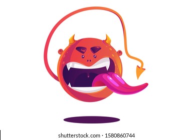 Vector cartoon illustration of monster showing tongue out. Isolated on white background.