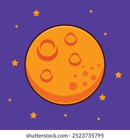 Vector cartoon illustration of moon. Vector cartoon Illustration suitable for poster, brochure, web, mascot, sticker, logo and icon.