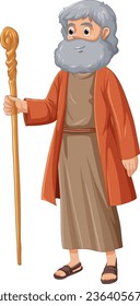 A vector cartoon illustration of Moses from the religious Bible story